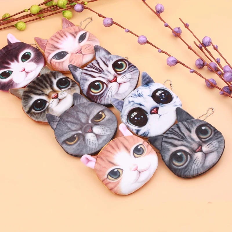 Desene animate pisica portofel geanta doamnelor cat fata cu fermoar de monede mini posete pisica pentru copii geanta de pluș bolsa de moeda monede husă