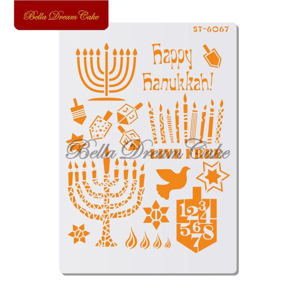Lumanare Happy Hanukkah Tort Matrita de COMPANIE Perete Sabloane pentru Pictura Acasă Decor Tort Instrument DIY Scrapbooking Desen Șablon Șablon
