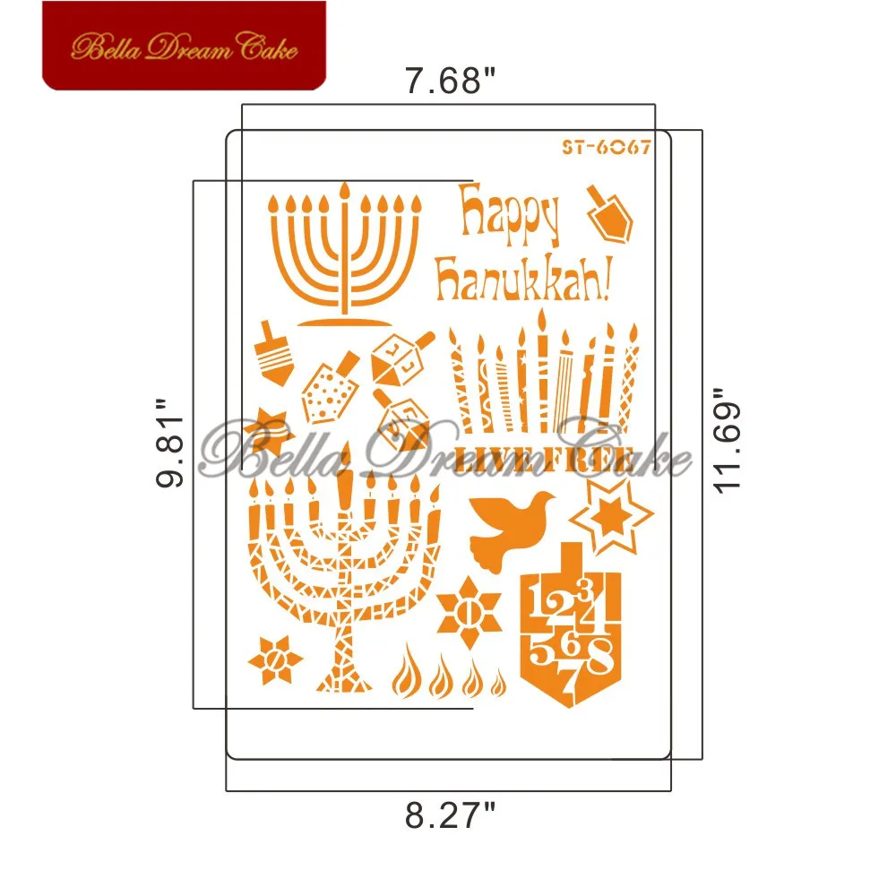 Lumanare Happy Hanukkah Tort Matrita de COMPANIE Perete Sabloane pentru Pictura Acasă Decor Tort Instrument DIY Scrapbooking Desen Șablon Șablon 1
