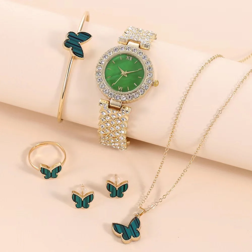 Femeia Set Ceas de Lux de Brand Cristal Seturi de Bijuterii pentru Iubita, Cadouri pentru Femei Ceasuri Cercei Set 5Pcs Femei Mamei 3