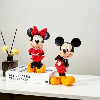 13/21 cm Disney Mickey Mouse Cifra Minnie Mouse Figurine de Colecție Rășină Model Statuia Păpuși Copii Jucărie Cadou de Moda Mașină Decr 1