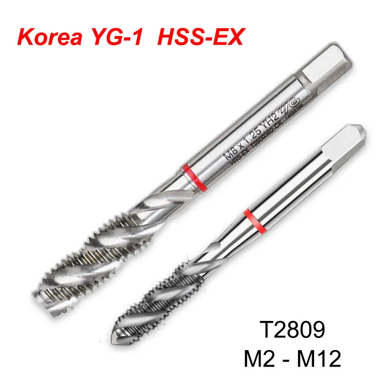 Coreea YG-1 HSS-EX T2809 Spiral Flute Robinete M2 M2.5 M3 M4 M5 M6 M8 M10 M12 Prelucrare Oțel Inoxidabil Pentru Multi Purpose
