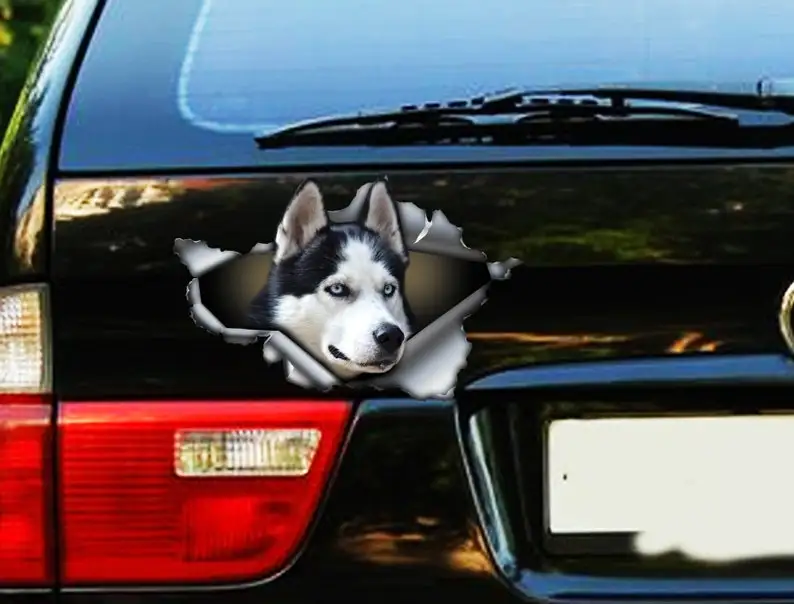 Husky alb-negru auto decal , decorare auto, autocolant auto , autocolant husky