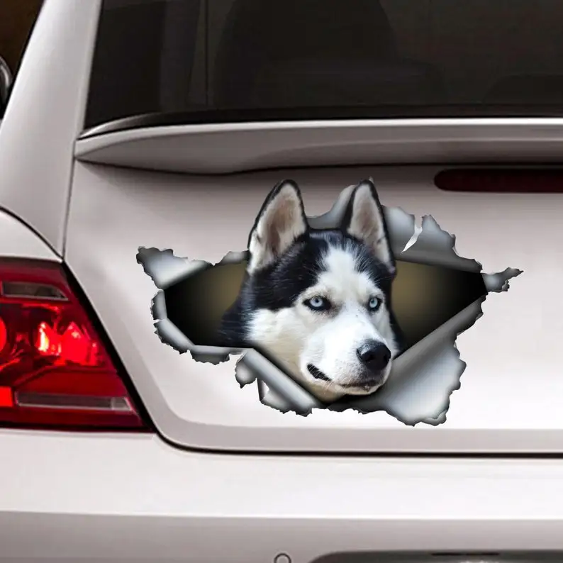Husky alb-negru auto decal , decorare auto, autocolant auto , autocolant husky 1