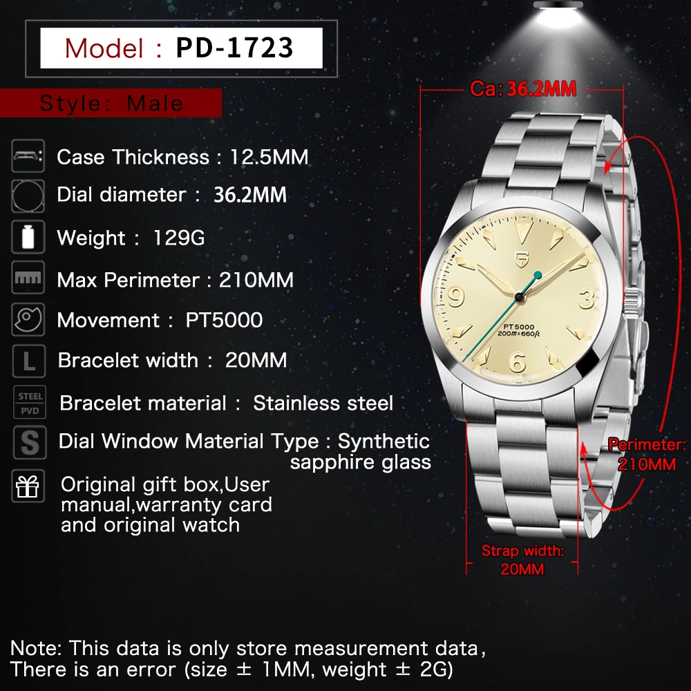 2022 Noi 36MM PAGANI Design Bărbați Retro Ceas Mecanic PT5000 de Lux din Oțel Inoxidabil AR Safir rezistent la apa 200m reloj hombre 4
