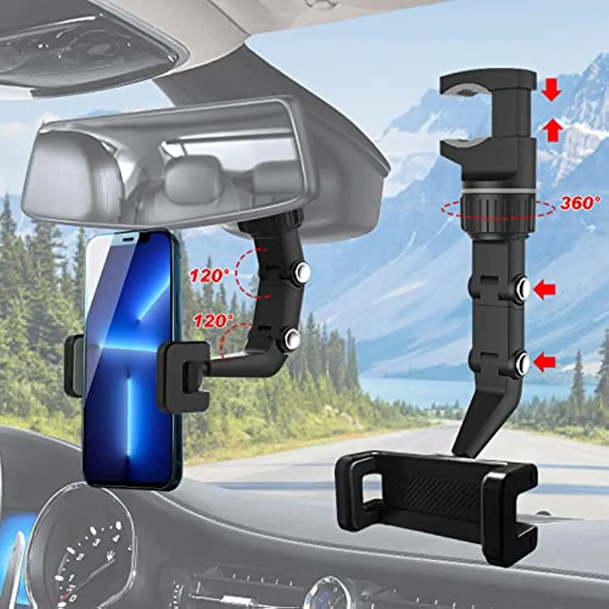 Multifunktionaler Rückspiegel Telefonhalter Auto Handyhalter Rücksitz 360 Grad Drehbar Einstellbare Universal KFZ Halterung