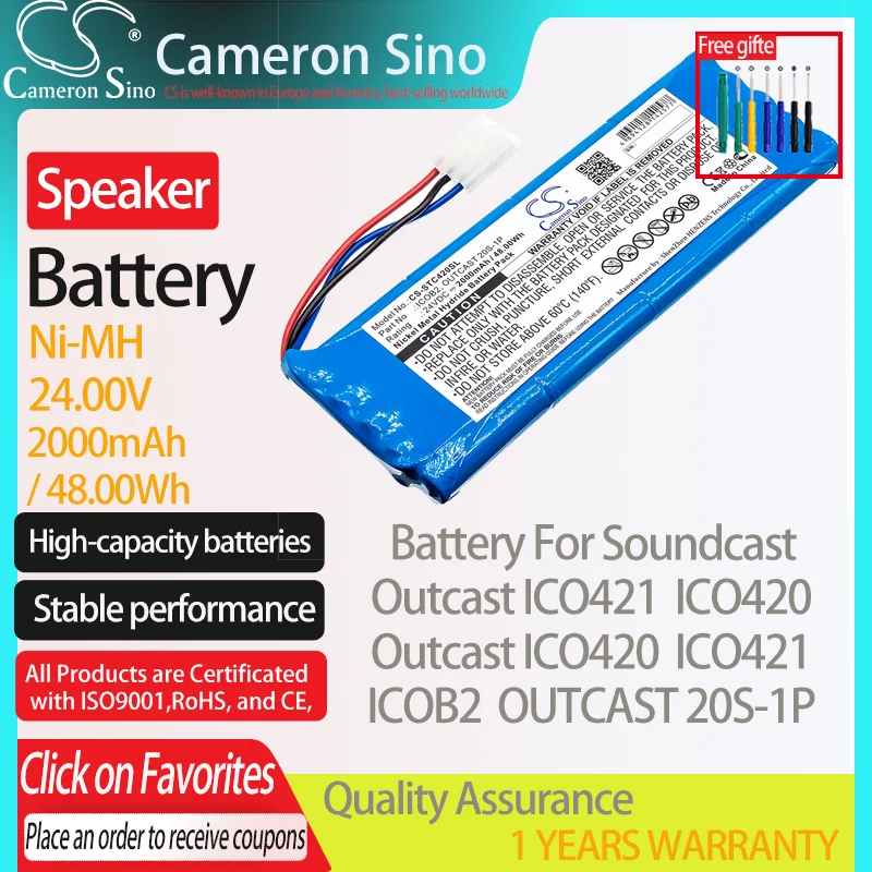 CameronSino Baterie pentru Soundcast Proscris ICO421 ICO420 Proscris ICO420 ICO421 se potrivește Soundcast PROSCRIS 20-1P Difuzor Baterie