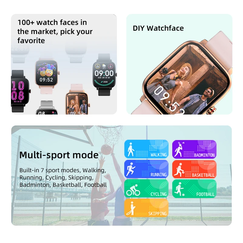 Piața Suna Ceasul Inteligent Bărbați DIY Cadran Complet Tactil P8 Pro Rata de Inima Femei Ceas Bluetooth Sport Fitness Ceas Pentru Android iOS Nou 3