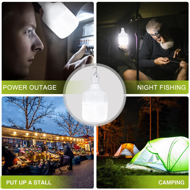USB Reîncărcabilă LED Lumini de Urgență Mobile în aer liber Bec Cort Baterie Lampă GRĂTAR Camping cupla Lumina de Noapte pentru Grădină cu Patio 5