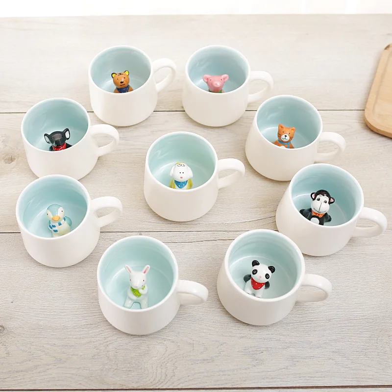 Creative Cana de Ceramica de Desene animate Drăguț Animale 3D Cafea cu Lapte micul Dejun o Ceașcă de Ceai Suc de Fructe Cani Rechizite de Birou Cadou