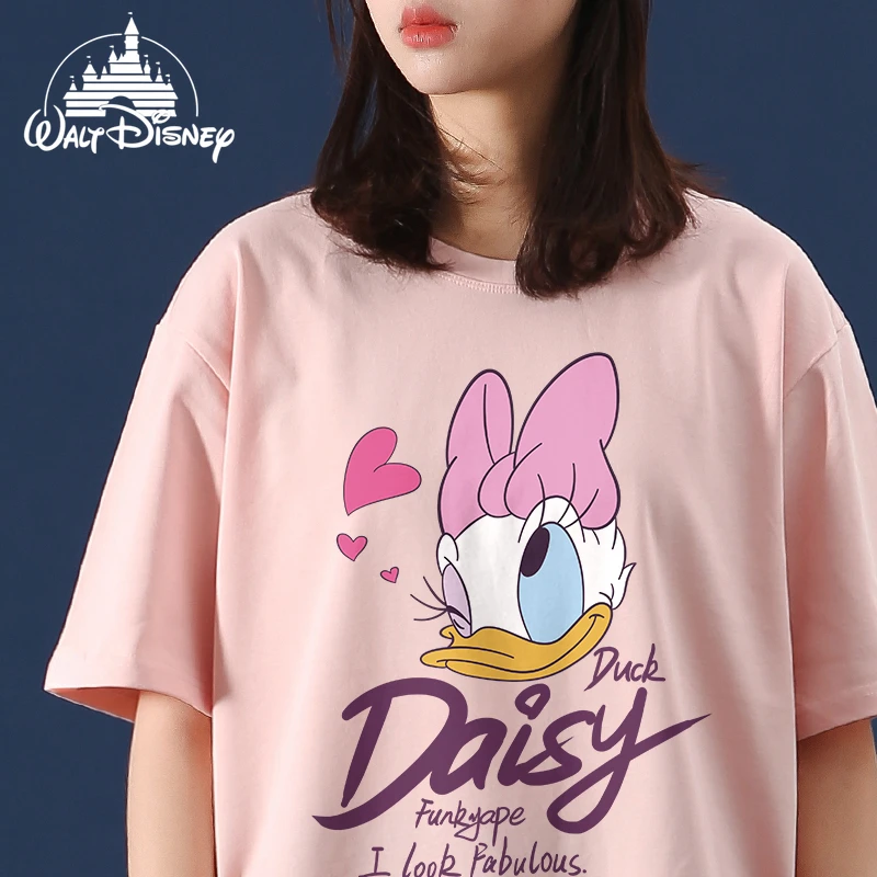 Disney Donald Duck & Daisy Vară Mici Proaspete T-Shirt Femei 2022 Nou Liber Vânt Leneș Maneci Scurte Supradimensionat Y2k Fata 0