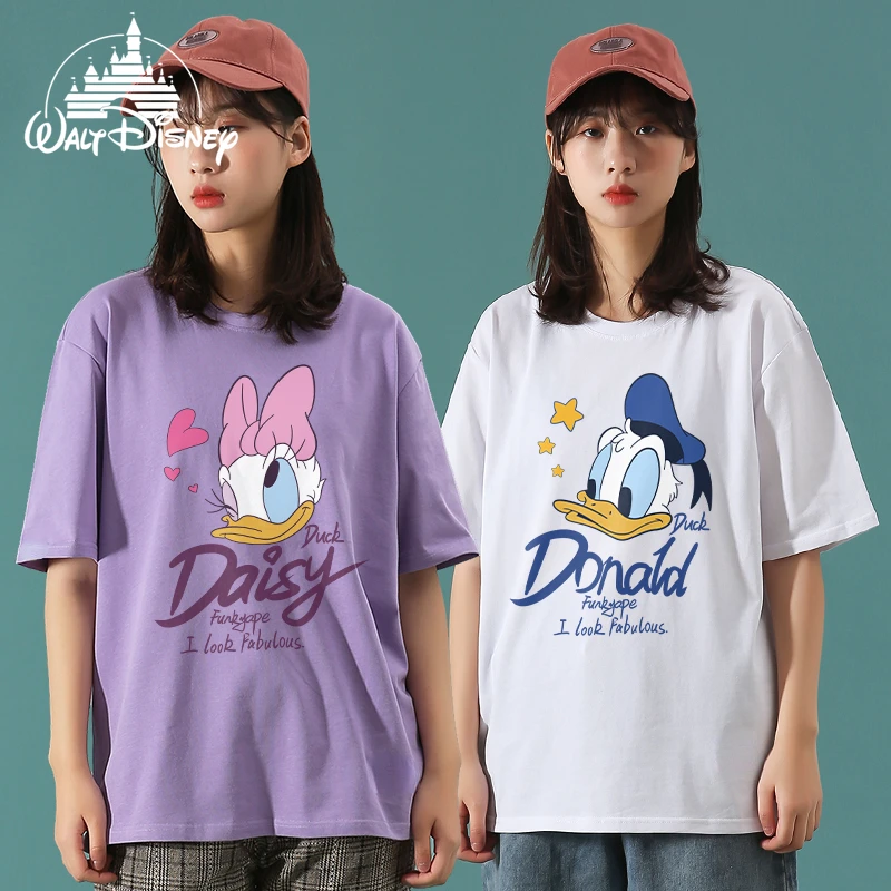 Disney Donald Duck & Daisy Vară Mici Proaspete T-Shirt Femei 2022 Nou Liber Vânt Leneș Maneci Scurte Supradimensionat Y2k Fata 2