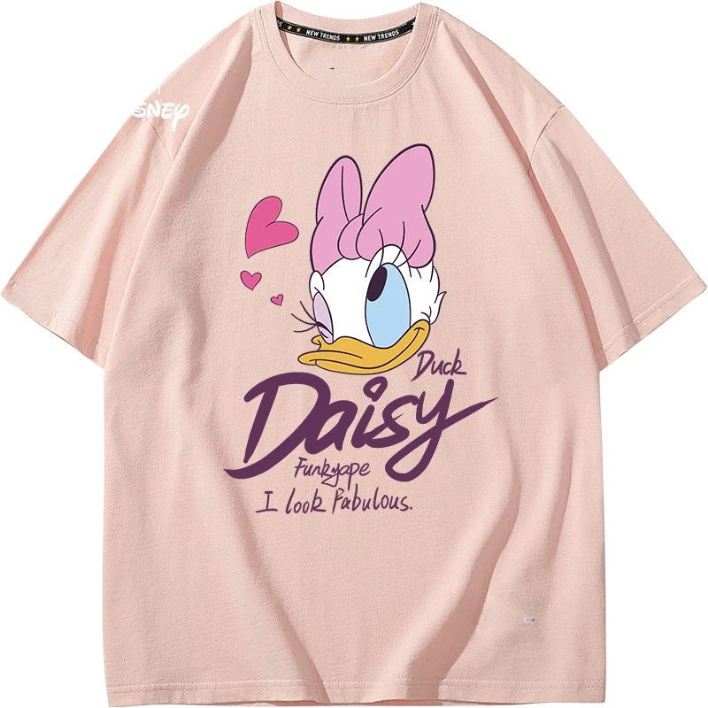 Disney Donald Duck & Daisy Vară Mici Proaspete T-Shirt Femei 2022 Nou Liber Vânt Leneș Maneci Scurte Supradimensionat Y2k Fata 4