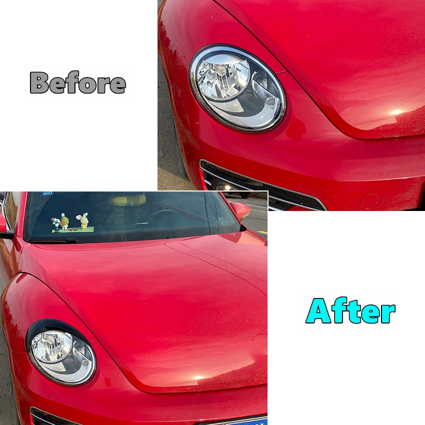 O Pereche Fața Pleoape Faruri ABS Eyelashs Acoperă Capul Sprancene Lumina Garnitura Pentru VW Pentru Beetle 2012 2013 2014 2015 2016 2017 2018 3