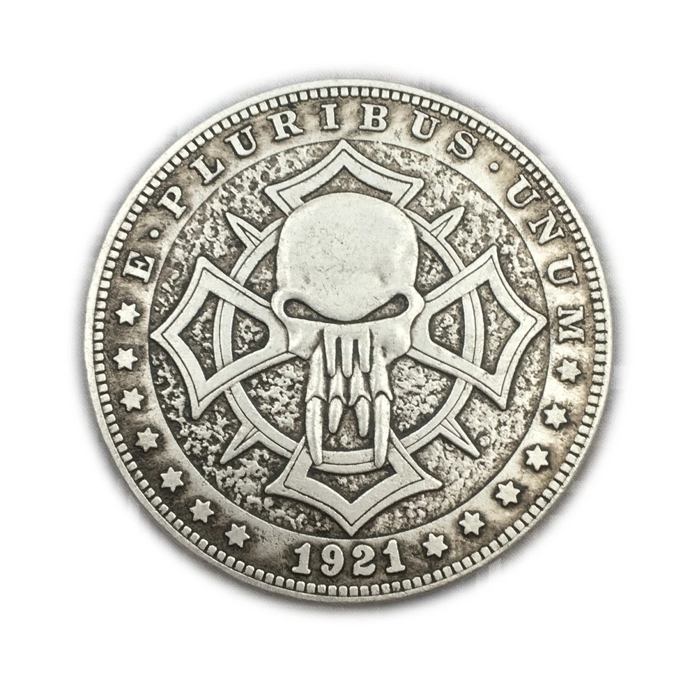HB(64)NE Vagabond 1921 Morgan Dollar craniu zombie schelet de Argint Placat cu Copia Monede