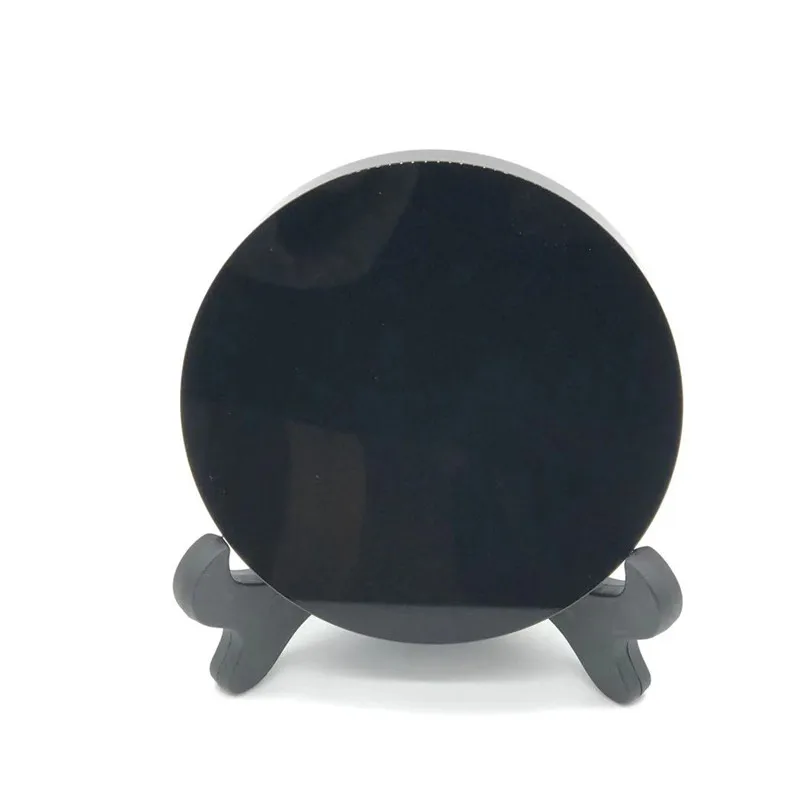 Cristal lustruit Piatra Naturala Negru Obsidian Rotundă Plăci Plăci Felii de roller-Coastere Oglinzi 80MM-200MM 1 buc