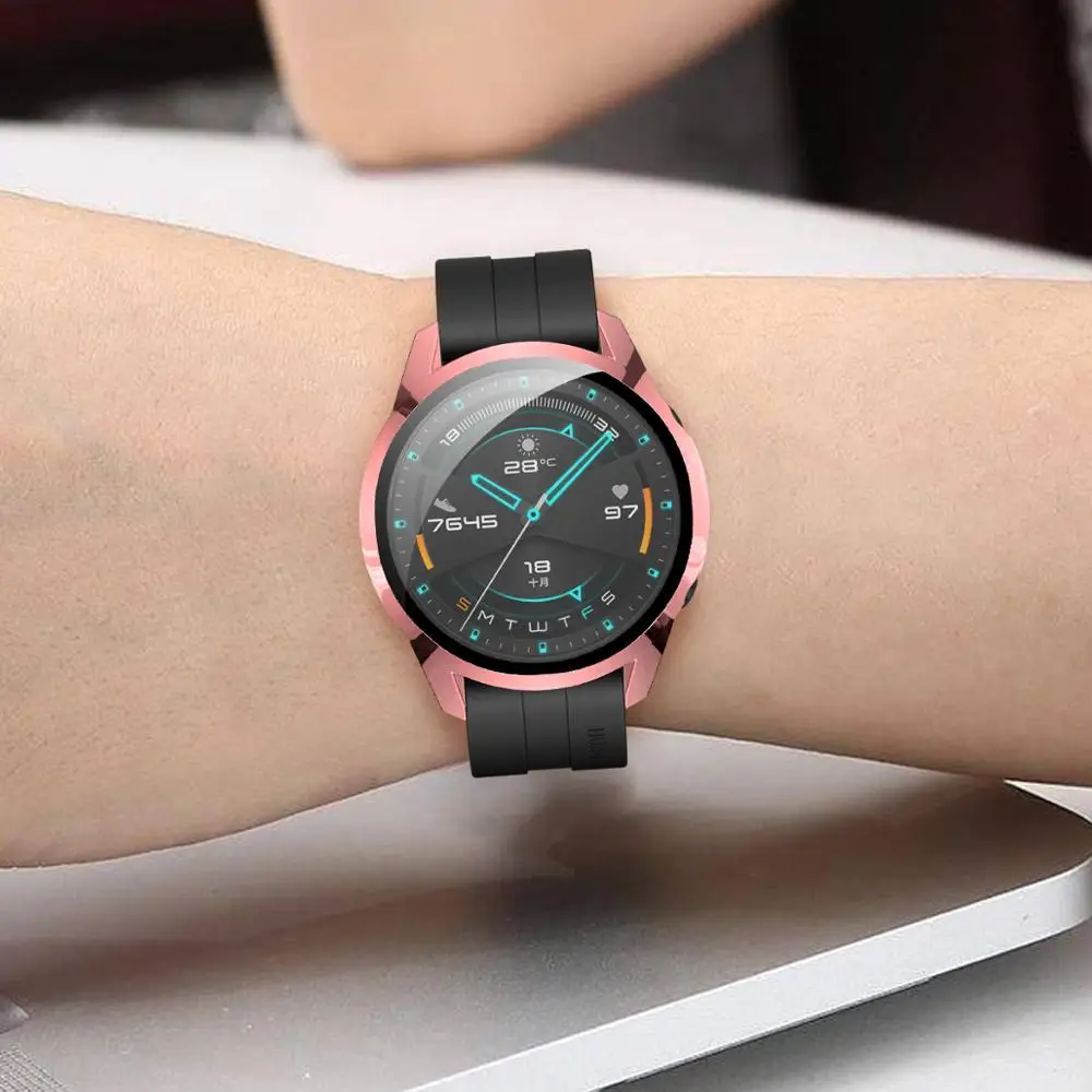 AKBNSTED Placare Coajă de Protecție + Ceas 3D Folie de Protectie Pentru Huawei Watch GT 2 42MM/46MM Ceas Inteligent de Înlocuire Caz Ceas 1