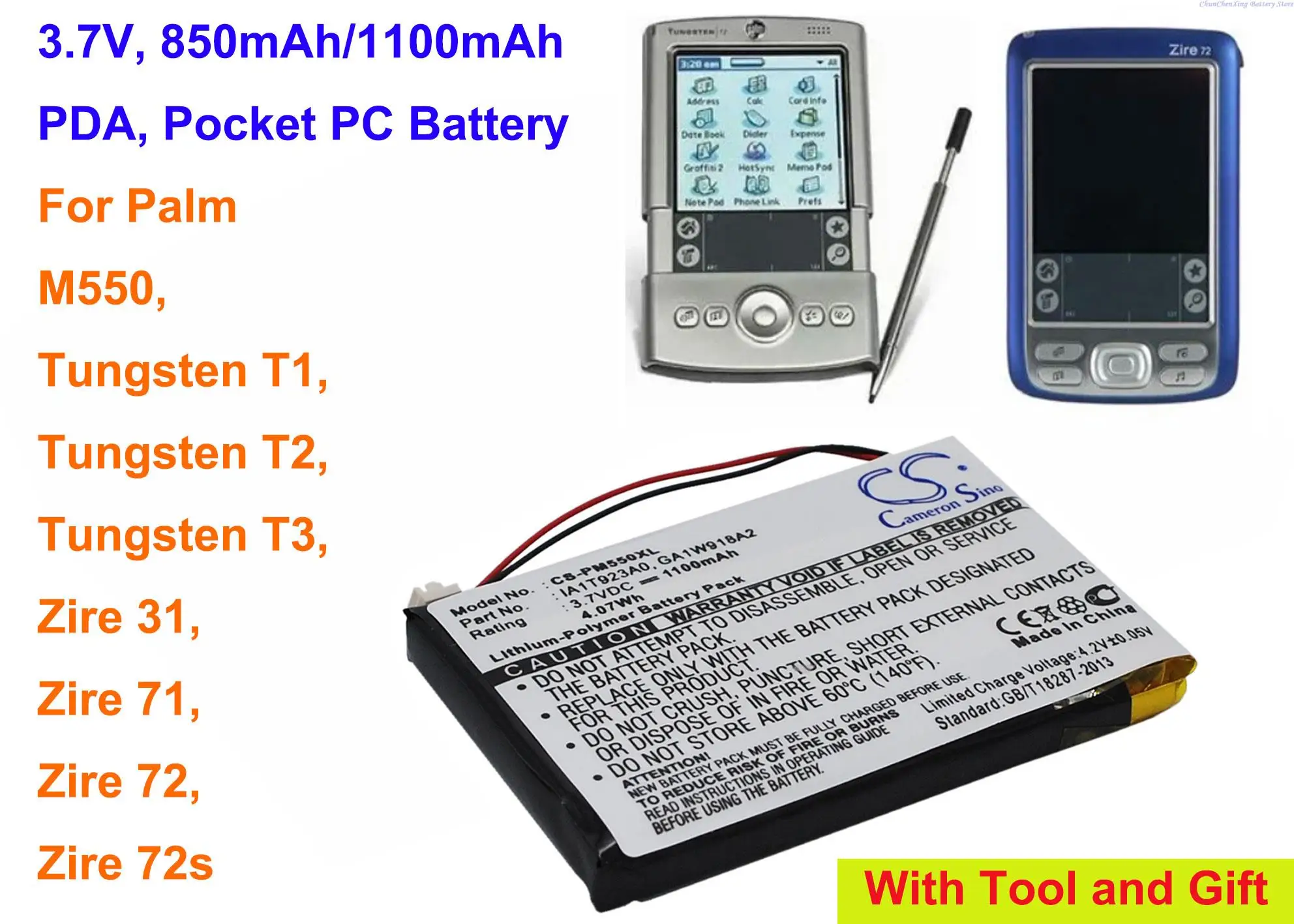 Cameron Sino 850mAh/1100mAh, acumulator pentru PDA Palm M550, Tungsten T1, Tungsten T2, Tungsten T3, Zire 31,Zire 71, Zire 72, Zire 72