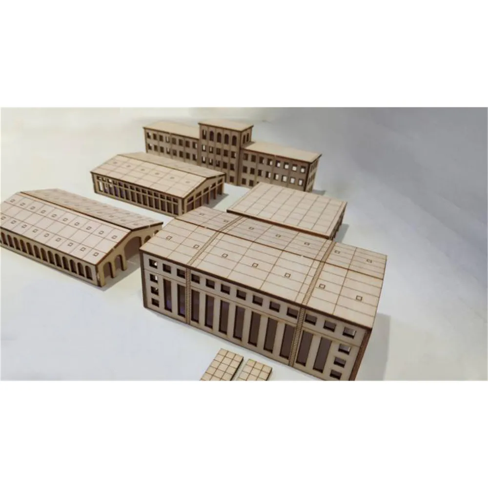 5pcs 1/350 DIY Casa de Lemn Fabrica Set de Construcție Navă de război Port Peisaj de Asamblare Model Pentru varsta de 12+