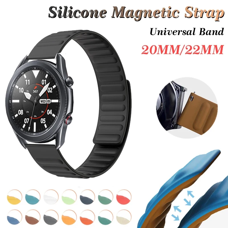 20mm 22mm Magnetic Curea pentru Samsung Galaxy 46mm 42mm watch3 45mm Viteze S3 2 active Watch Banda de Silicon Pentru Huawei GT/GT2/2e/Pro