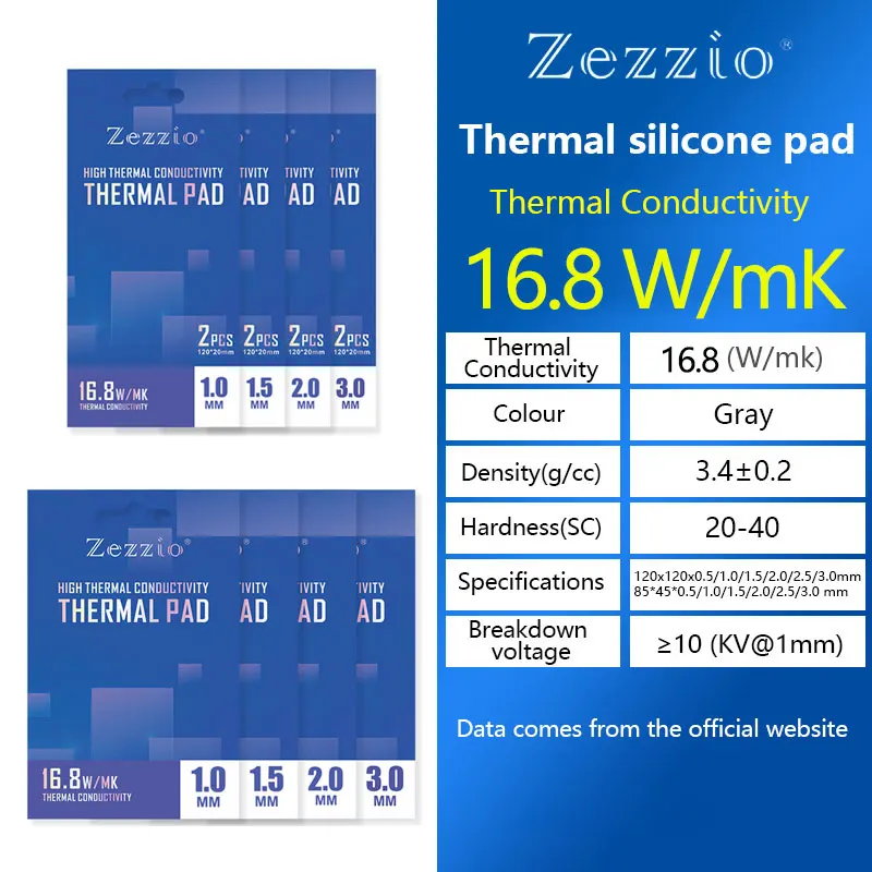 Zezzio 16,8 W/MK Thermal Pad Moale Disipare a Căldurii Pad Silicon CPU/GPU Placa de baza de Silicon Unsoare Pad Multi-Size