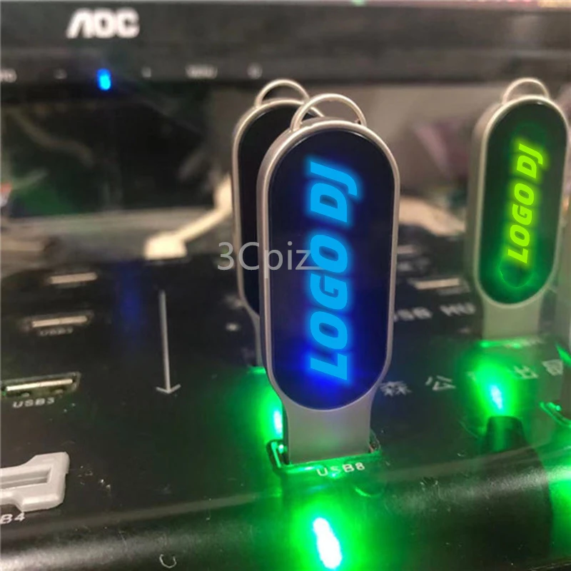 2021 Brand Nou DJ Creativ, plin de culoare LED LOGO-ul USB 2.0 de Memorie Flash Stick 16GB 32GB 64GB 128GB 0