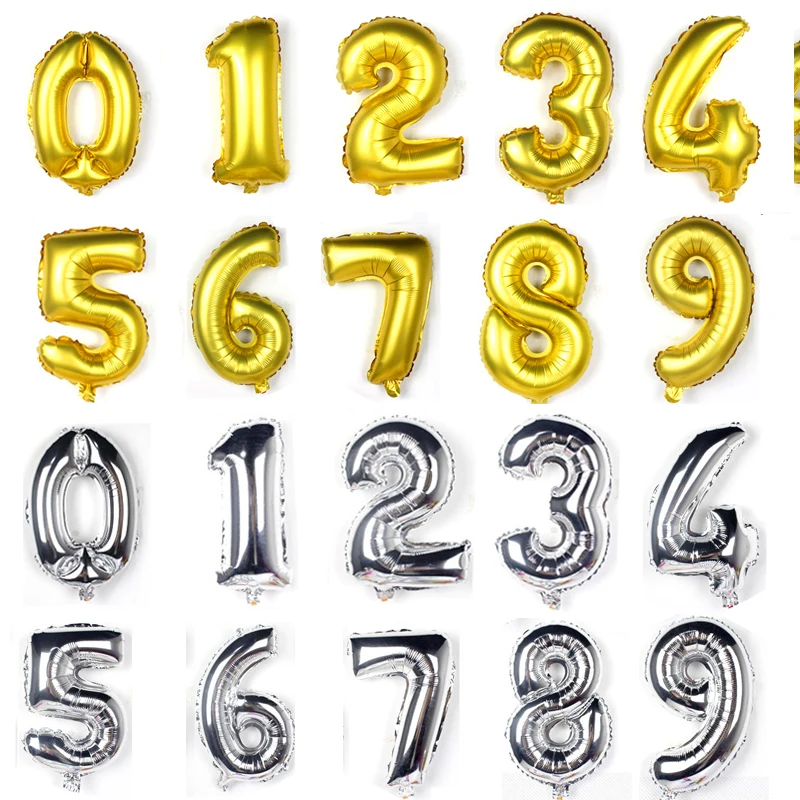 16/32/40inch număr de baloane de Aur, Argint nunta mare la mulți ani baloane folie decor baloane Petrecere baloane cifre