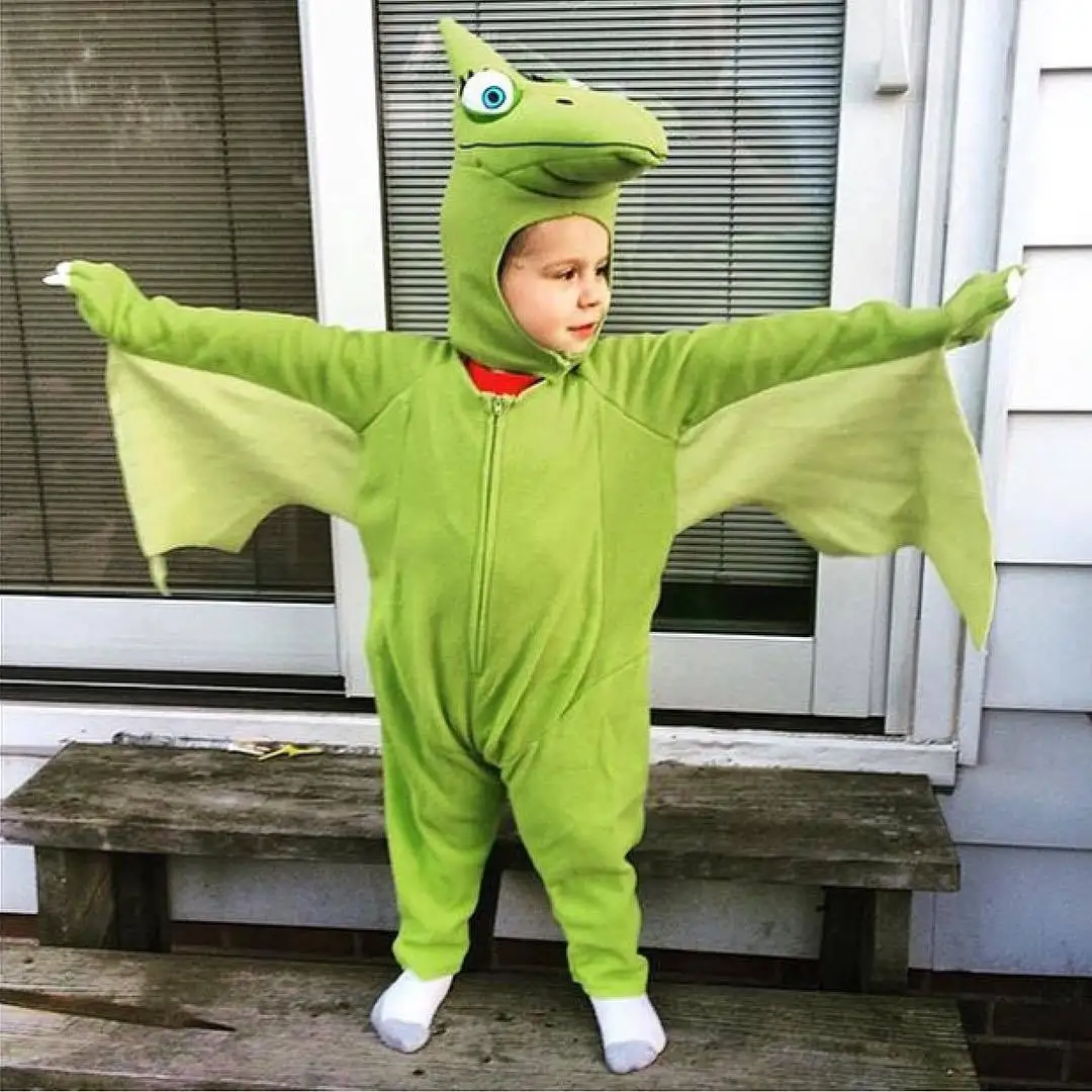 COZOK Verde Costum de Dinozaur Pentru Copii Dragon Salopeta cu Aripa Pterosaur Jocul Imbracaminte de Halloween Cosplay Performanță Haine 3