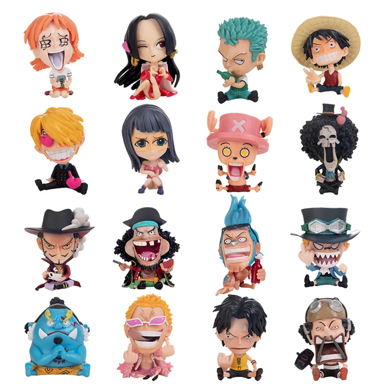 One Piece Anime Figurile 16 Style Q Versiune Model Luffy Zoro Sanji Nami Usopp Hancock Brook PVC Acțiune Drăguț Papusa Jucării de Copii 0