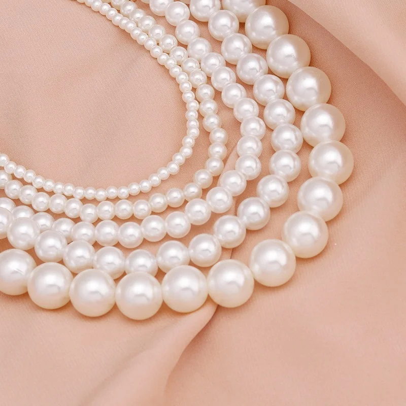 Elegant Alb Imitație Perla Cravată Colier Rotund Mare Perla de Nunta Colier pentru Femei Farmec Moda Bijuterii 1