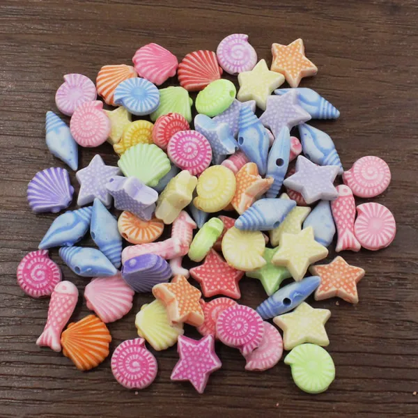 100buc/lot Mixt culoare si stil Mixt Margele Acrilice organism Marin pentru Copii Colier DIY Jeweley 7-15mm K04603