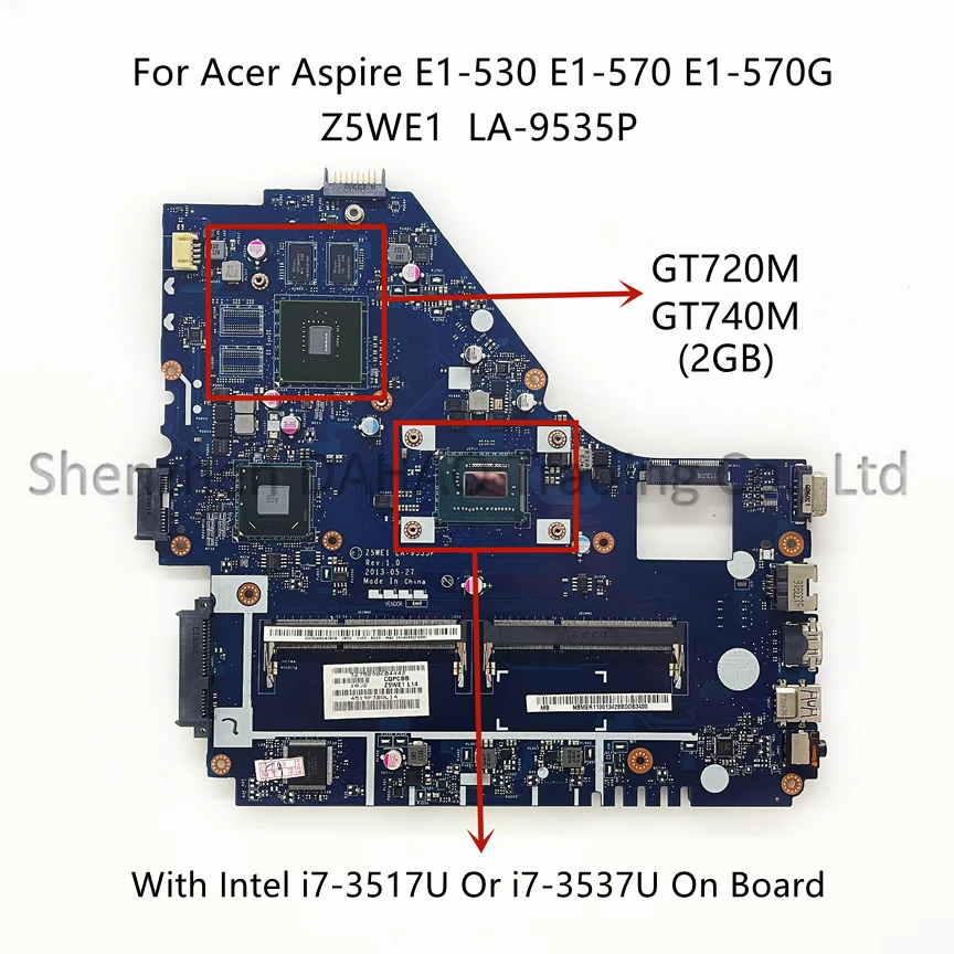 Z5WE1 LA-9535P Pentru Acer E1-530 E1-570 E1-570G Laptop Placa de baza W/ i7-3517U/3537U CPU GT720M/740 M 2G-GPU DDR3 100% Testat pe Deplin