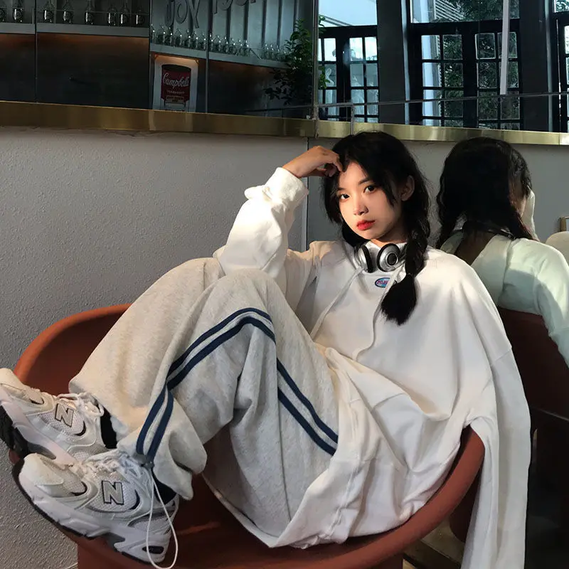 Femei Gri De Trening Femei Largi Stil Coreean Jogging Pantaloni Sport Plus Dimensiune Harajuku Streetwear Casual Pantaloni Oversize 3