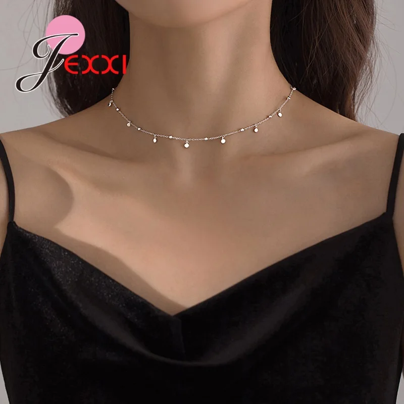 Cele Mai Noi Modele De Link-Ul Lanț Colier Pentru Femei Argint 925 Brand De Moda Bijuterii Nou La Modă Colier Rotund Cu Banda 5
