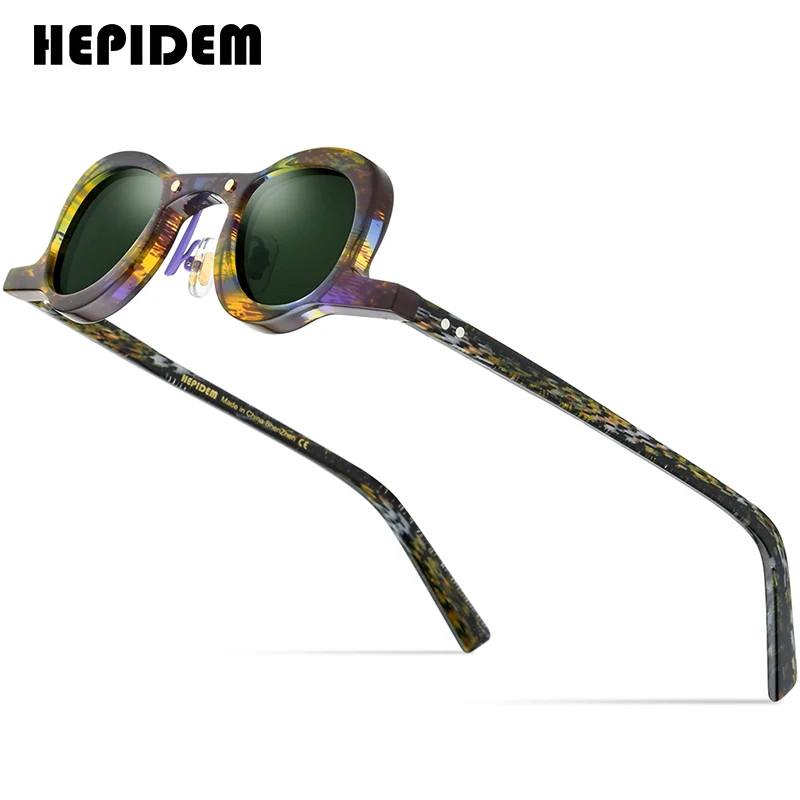HEPIDEM Acetat Polarizat ochelari de Soare Barbati 2022 Nou Retro Vintage Oval Mic Rotund Ochelari de Soare pentru Femei Nuante 9175T