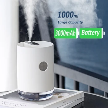 1L Umidificator de Aer USB cu Ultrasunete Ceață Rece, Filtru Aroma Difusor Baterie de 3000mAh Aromoterapie Humidificador Ulei Esențial Difuzor