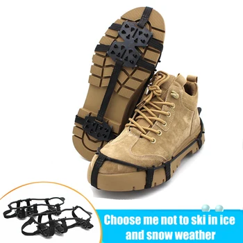 1Pair 24-Dinte Anti-Derapare Gheață de Prindere Spike Alpinism de Iarna Anti-Alunecare de Zăpadă Vârfuri Mânere Pene Peste Pantofi Acoperă Crampon M/L 0