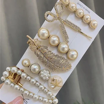 1Set Handmade Perle Clipuri de Păr Pin pentru Femei de Moda Geometrice Agrafele de Flori Pălării Fete Dulci Agrafe de par Accesorii de Par