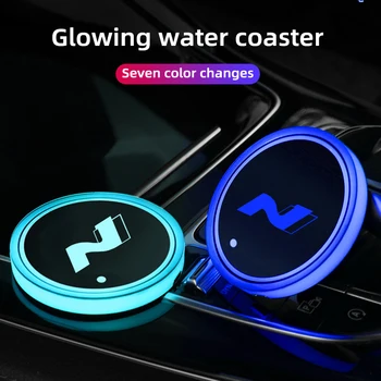 2 buc 7 Colorat Led Inteligent Cana de Apa Luminos Coaster Pentru Hyundai N NLINE Tucson Santafe Solaris Creta Ix35, IX20 I30 Sonata