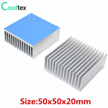 2 buc Radiator Aluminiu 50x50x20mm radiatorul Cooler Radiator Pentru Cip Electronic PCB LED Răcire Cu Banda de conducție Termică