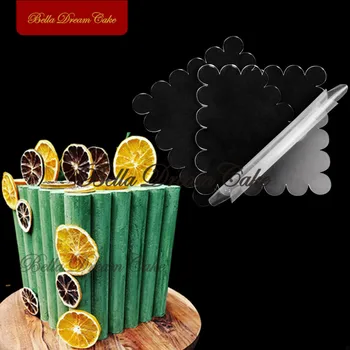 2 buc/set Flori de Formă Pătrată Clar Acrilic Tort Discuri Tort de Nunta Bord DIY Crema de Netezire Tava de Tort de Decorare Instrumente Bakeware