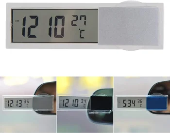 2 in 1 Digital LCD Ceas cu Termometru Digital Mini Masina de Ceas Electronic Durabil Display Ceas Fraier Universal Decor ventuza