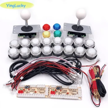 2 jucători Joystick Arcade DIY Kit LED-uri buton piese + Joystick + USB encoder controler pentru Mame pentru Raspberry Pi 3