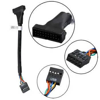 2 PC-uri USB 3.0 20 Pin Header Male la USB 2.0 9 Pini Placa de sex Feminin Cablu Adaptor Pentru USB3.0 Serie Converter ABS Linie