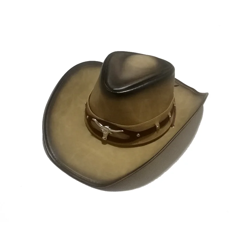 Femei Bărbați Vest Pălărie de Cowboy Pentru Tata Domn Doamna Piele Sombrero Hombre Jazz Capace de Dimensiuni 58CM 1