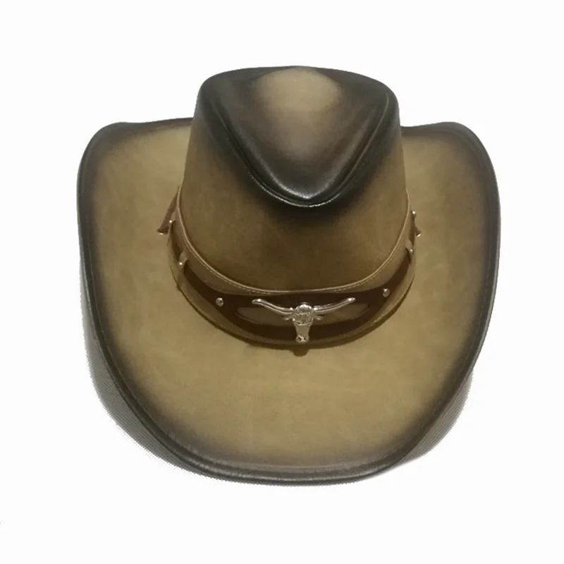 Femei Bărbați Vest Pălărie de Cowboy Pentru Tata Domn Doamna Piele Sombrero Hombre Jazz Capace de Dimensiuni 58CM 2