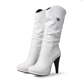 2019 moda relief microfibră piele femei cizme a subliniat toe western cizme de cowboy pentru femei la jumătatea vițel indesata pene cizme pista 1