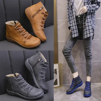 2020 de Iarnă Pantofi pentru Femei de Moda Noua cu Fermoar Lateral Non-alunecare, rezistent la Uzura Glezna Cizme de Mari Dimensiuni High-top Casual, Cizme Scurte