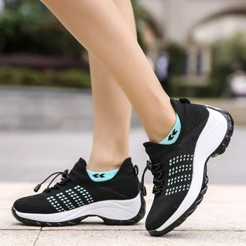 2020 Femeile Plat Pantofi Platforma Femeie Adidasi pentru Femei ochiurilor de Plasă Respirabil Tenis Doamnelor Pantofi pentru Ciorap Adidași 4