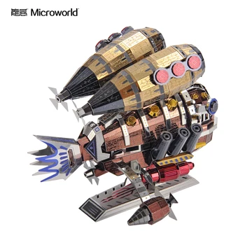2020 Microworld Balena modelul de Bază kituri DIY tăiere cu laser puzzle Animal model 3D din metal Puzzle Jucării pentru adulți Cadou